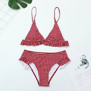 Frilly Square Pattern Swimsuit