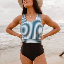 Load image into Gallery viewer, One Piece Swimsuit With Stripe Pattern