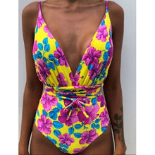 Load image into Gallery viewer, Low-cut Floral Swimsuit