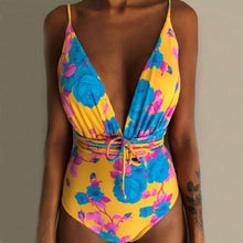 Load image into Gallery viewer, Low-cut Floral Swimsuit
