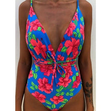 Load image into Gallery viewer, Low-cut Floral Swimsuit