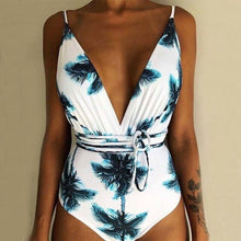 Load image into Gallery viewer, Low-cut Floral Swimsuit