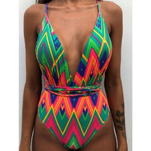 Load image into Gallery viewer, Low-cut Floral Swimsuit