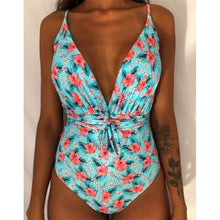 Load image into Gallery viewer, Low-cut Floral Swimsuit