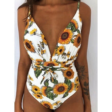 Load image into Gallery viewer, Low-cut Floral Swimsuit